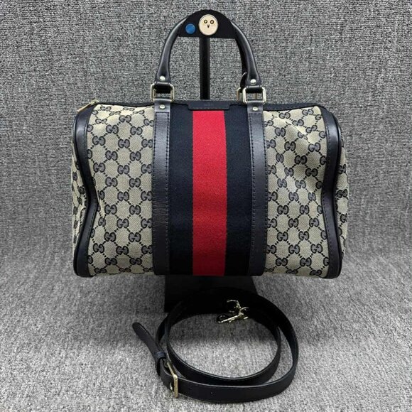 GUCCI Boston Navy Leather Satchel ccofb650-102525 - Picture 2 of 16